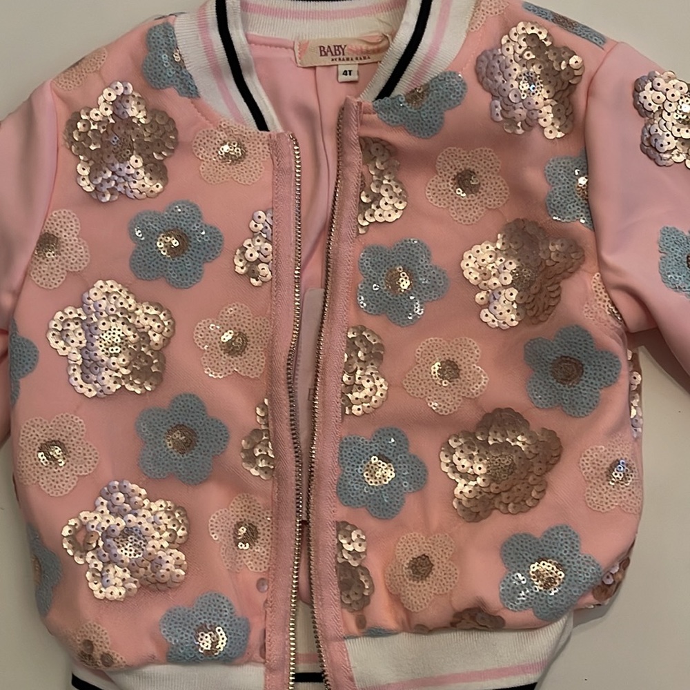 NWT.   Adorable embroidered baseball jackets from Baby Sara. Peach or white.
